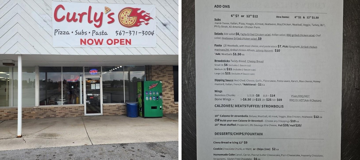 Curly's Pizza & Subs Menu